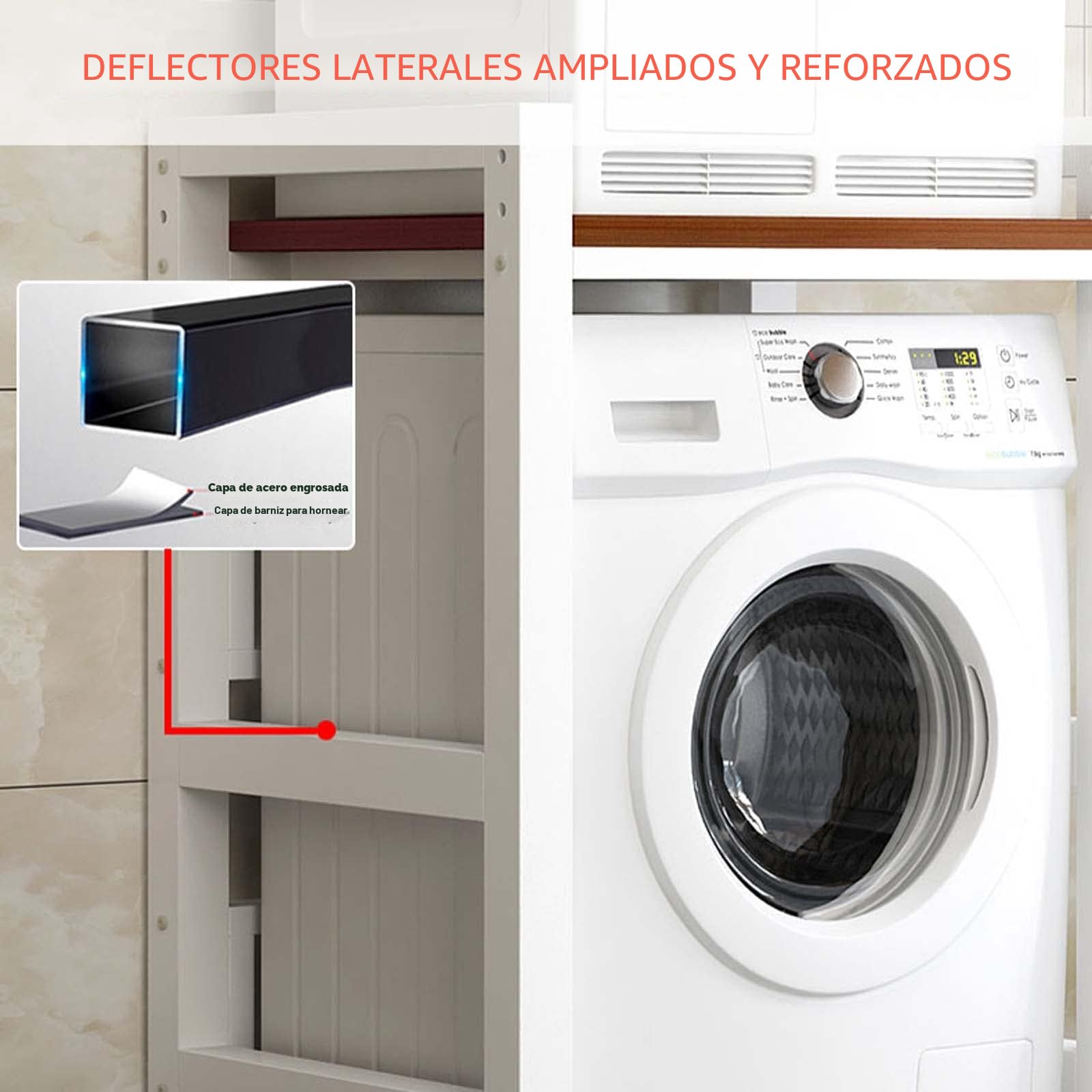 Armario para Lavadora, Unidad de Almacenamiento y Kit de Apilamiento para Lavadora y Secadora, Estante para Baño, Cocina, Balcón, Lavandería