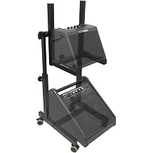 STRICH SAT-04 Adjustable Mobile Speaker Stand, Dual Layer Amplifier Holder, 0-80 Tilt Angle, 27-37 Inch Height Adjustable, Lockable Rolling Casters, Heavy Duty Alloy Support Up to 110 Lbs