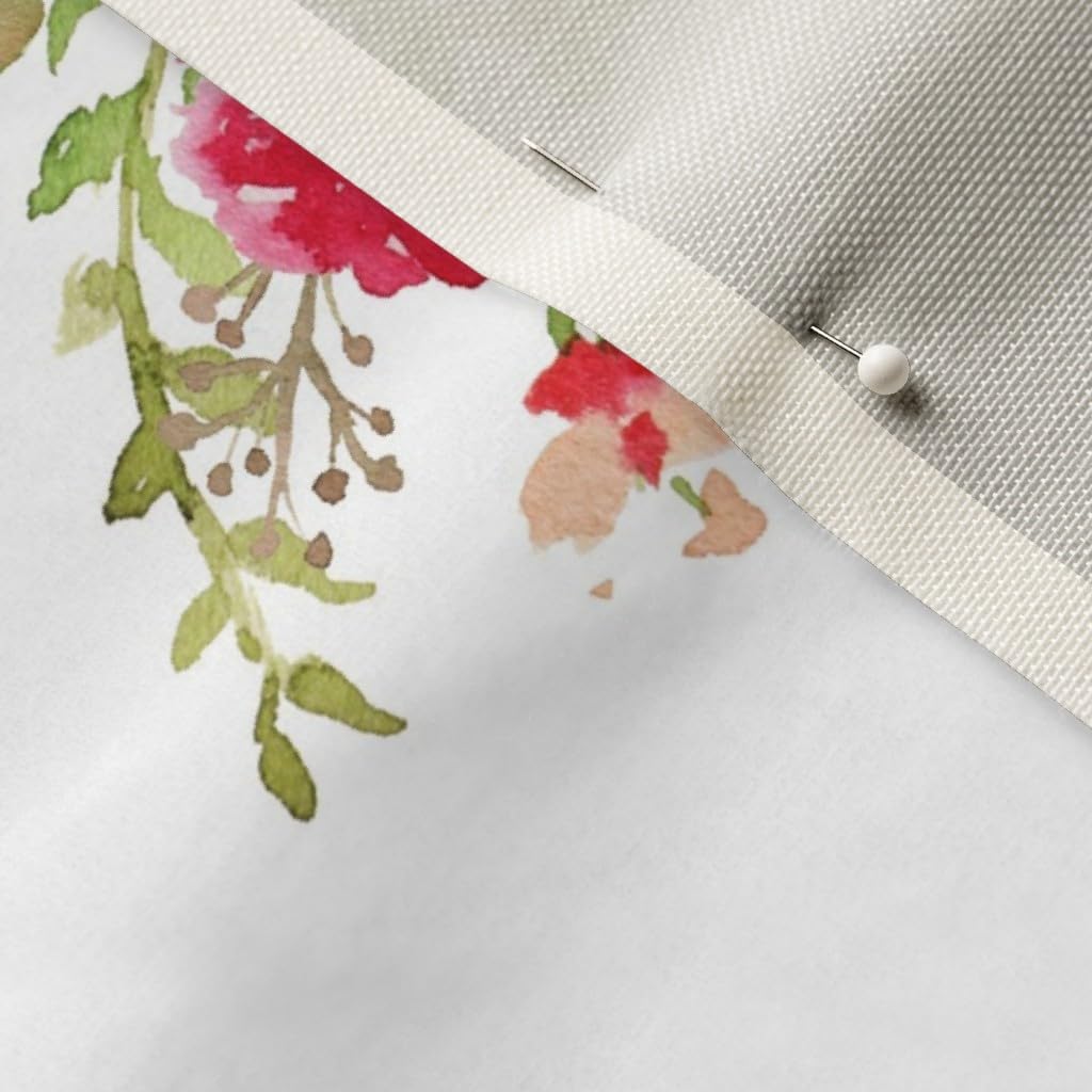 Spoonflower Fabric - Western Flowers Large Horizontal Cacti Floral Cactus Pink Watercolor Printed on Upholstery Velvet Fabric Fat Quarter - Upholstery Home Decor Bottomweight Apparel