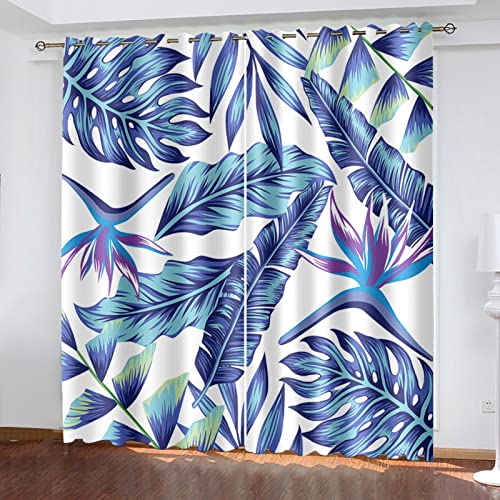 XKAWPC Tenda Oscurante con Occhielli - Blu Piante