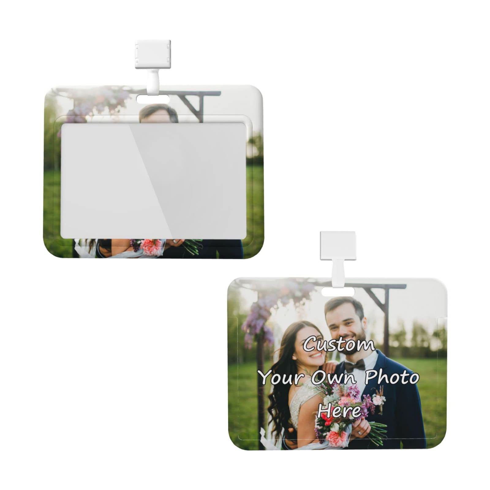 Custom Badge Holder Lanyard ID Card Holder Case, Personalized ID Badge Holder, Personalized Name Badge Holders with Photo for Office Worker, Medical Staffs, Teacher, Student