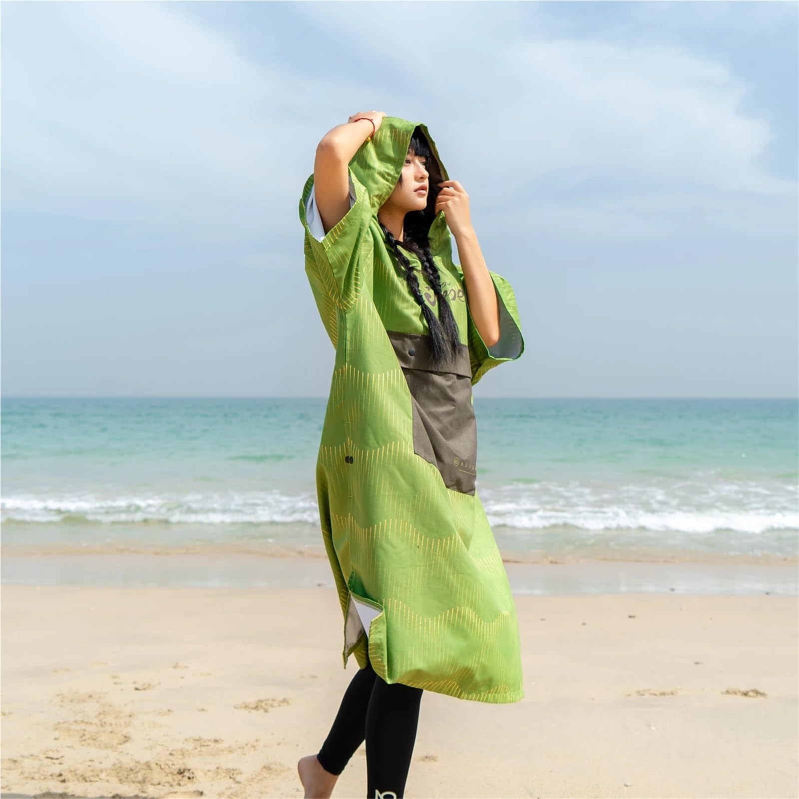 Poncho Surf Poncho de Surf con Capucha – Toalla Secado Rápido, Bata Playa Impermeable Bolsillo Grande, Ideal para, Buceo y Cambio