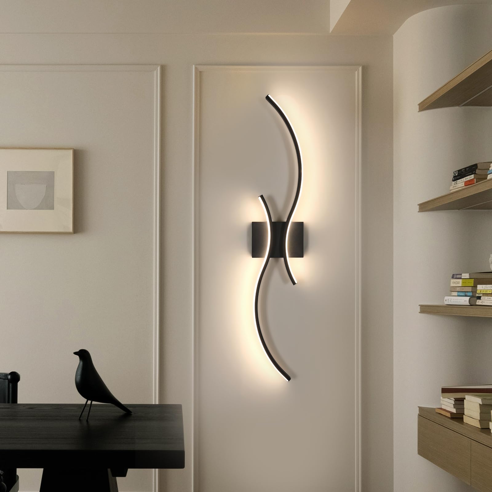 Goeco Applique Murale Dimmable, 80CM 32W 3600LM 3000K-6500K, Noir