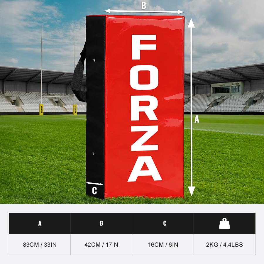 FORZA Almohadilla de rugby Contact & Push – Escudo de entrenamiento de rugby con asas reforzadas, cubierta de PVC resistente a la intemperie y espuma de impacto [Junior o Senior]