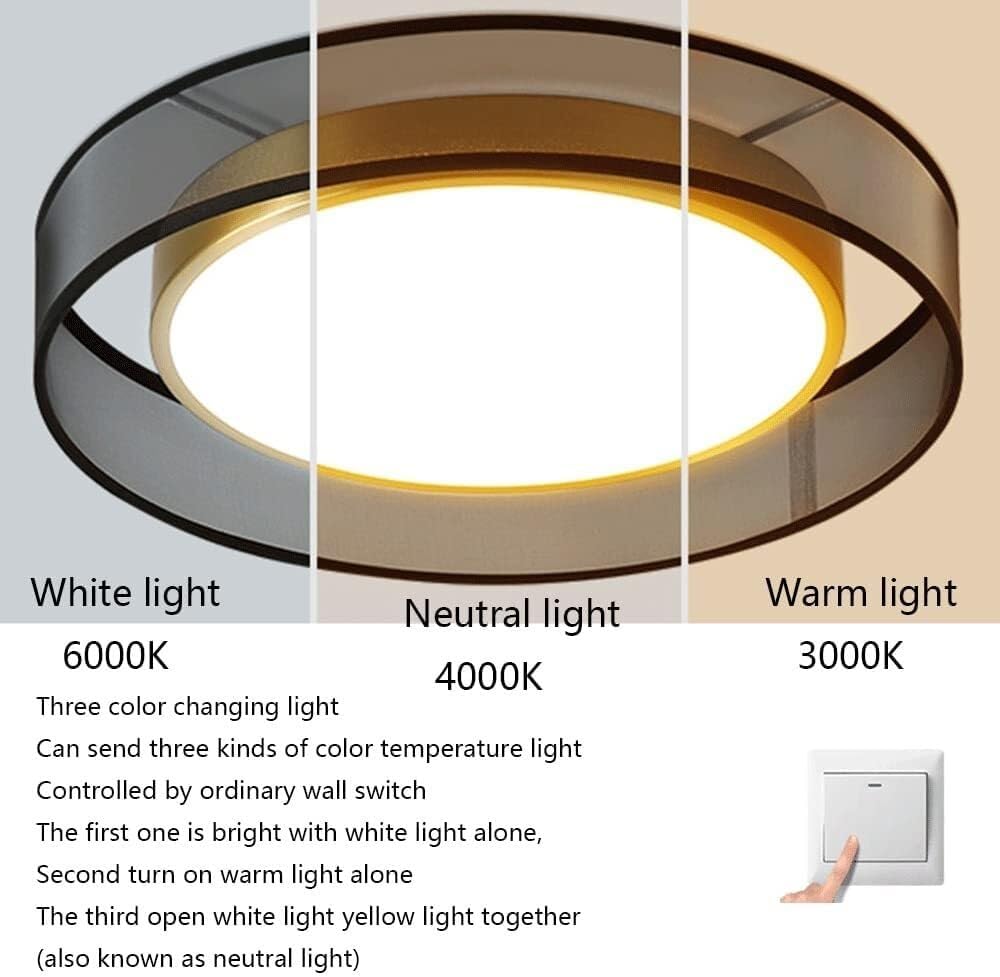 Chandelier, Modern LED Ceiling Light, Round Ceiling Lamp, Nordic Creative Recessed 3000K-6000K Tricolor Lighting Fixtures for Living Room Dining Room Bedroom Study Hallway