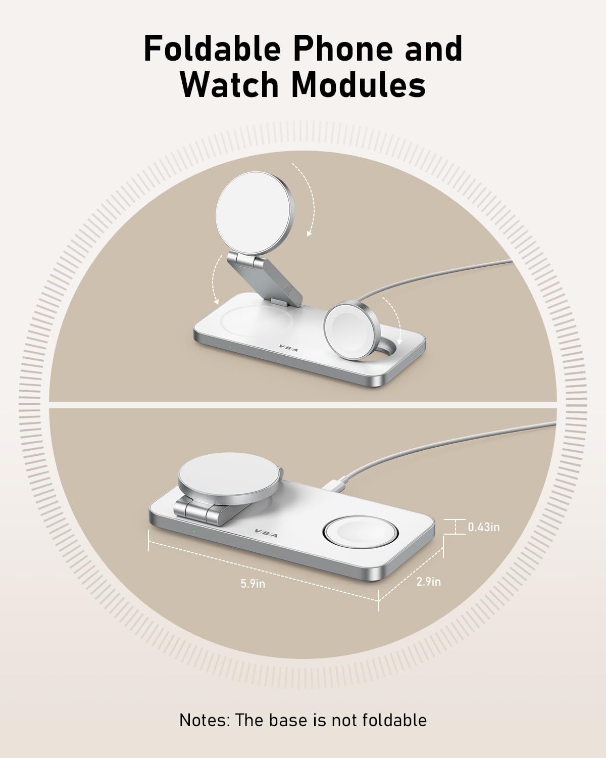 Caricabatterie wireless magnetico 3 in 1 per Samsung Galaxy, stazione di ricarica rapida pieghevole per MagSafe Samsung Galaxy S26 Ultra S25 S24 Z Fold Flip 8 Watch 8 7 Buds 4 3 Pro, non per Samsung