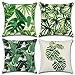 MIULEE Lot de 4 Housse Coussin de Canapé Polyester Impression Feuilles de Plantes Tropicales Decoration Canapé Maison Chambre Lit Taie d'oreiller 18x18 Pouces 45X45cm
