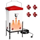 Heated Chicken Waterer for Winter, 3.2 Gallon Poultry Water Heater with 4 Horizontal Nipples, Thermostatically Controlled, 4 Adjustable Heights, Anti-Freezing Watering System for Coop