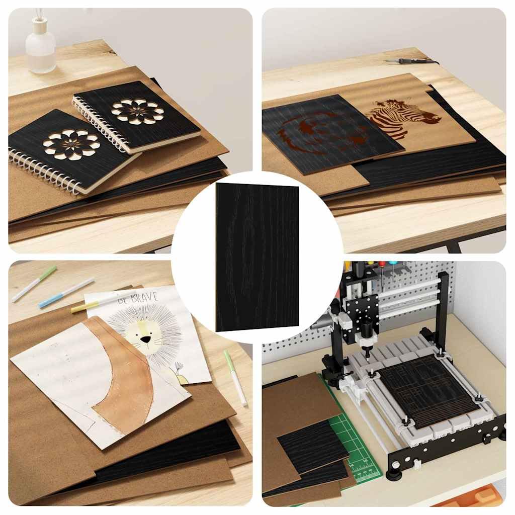 Panneaux décoratifs en Bois d'ingénierie 12 pièces chêne Noir Dimensions 30 x 42 x 0,27 cm Support Support Support décoration intérieur Bricolage Loisirs créatifs