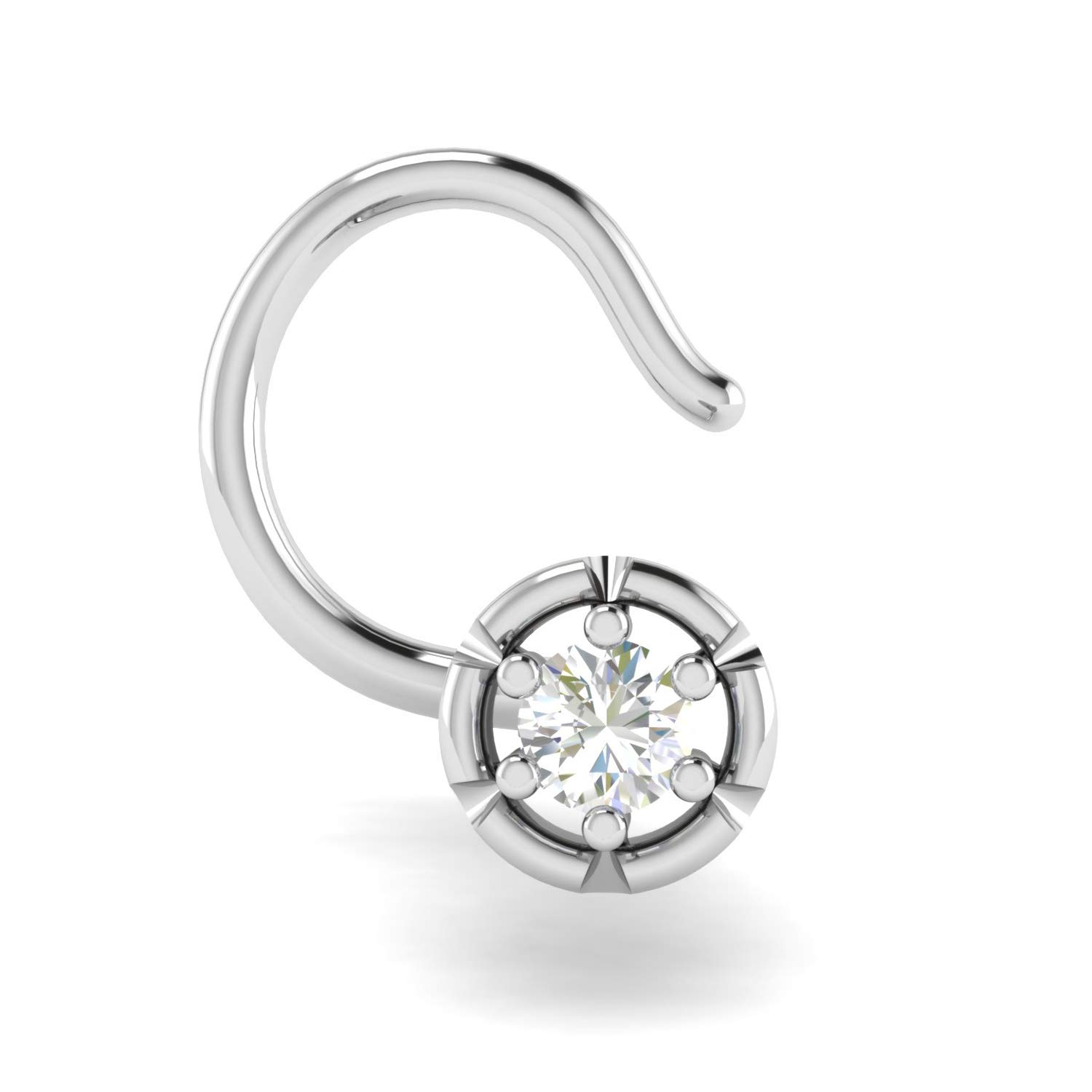 18KT White Gold and Diamond Nose Ring for Women