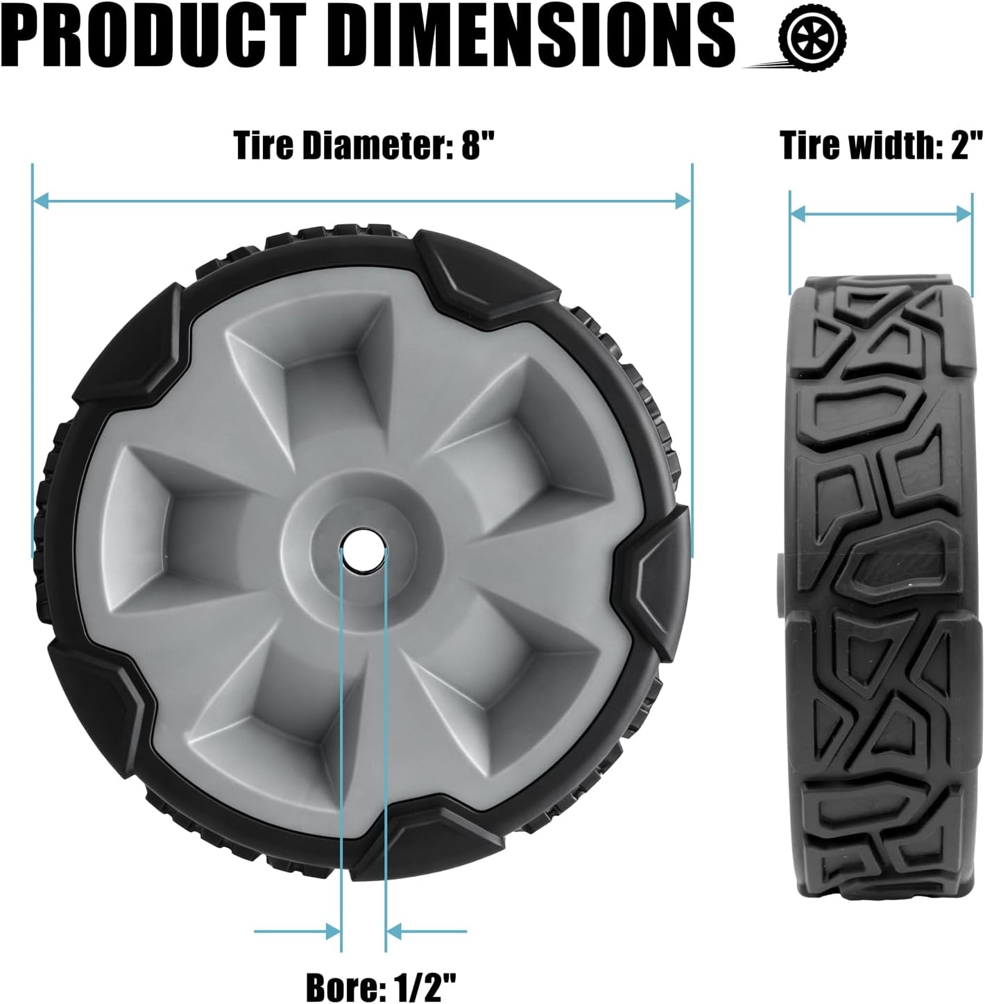 140-2358 Front Drive Wheels Fit for Toro Mower - Replace for 1402358, 8" Push Lawn Mower Wheels Fit for 55cm / 22in Recycler Lawn Mower Fits Units 21442 21445 21447 21472 21770 21774, 2 Pack