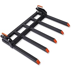 Garvee Clamp on Debris Forks Fit 48" Bucket, 2500 LBS Capacity Heavy Duty 5 Fork Tines Clamp-on Pallet Forks Tractor Bucket Forks for Skid Steer Loader Tractor