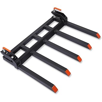 Garvee Clamp on Debris Forks Fit 48" Bucket, 2500 LBS Capacity Heavy Duty 5 Fork Tines Clamp-on Pallet Forks Tractor Bucket Forks for Skid Steer Loader Tractor