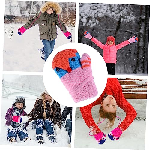 2pcs Boy Girl's Cartoon Knitted Gloves of Double-layer Warm and Cold Mittens for Boys Girls Soft Imitation Cashmere Full Finger Coverage for Warmth3