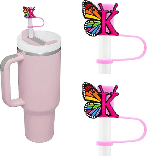 Miniatura 1 de 2 tapas de popote para copa Stanley, 0.394 pulgadas (0.394 in), hermosa mariposa compatible con vasos Stanley, a prueba de polvo, reutilizable, de