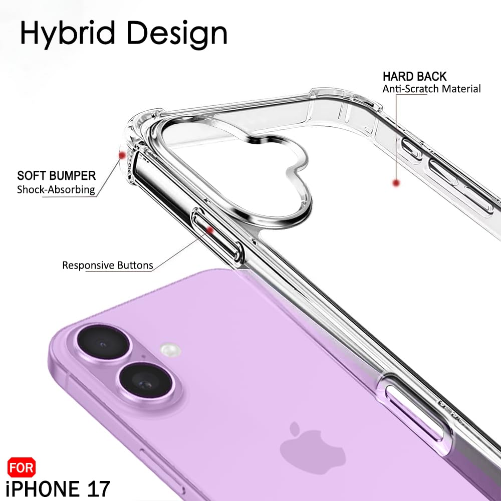 TheGiftKart Crystal Clear Back Cover Case for iPhone 17 | 360 Degree Protection | Shock Proof Design | Transparent Back Cover Case for iPhone 17 (PC & TPU, Transparent Bumper) — Amazon image 3
