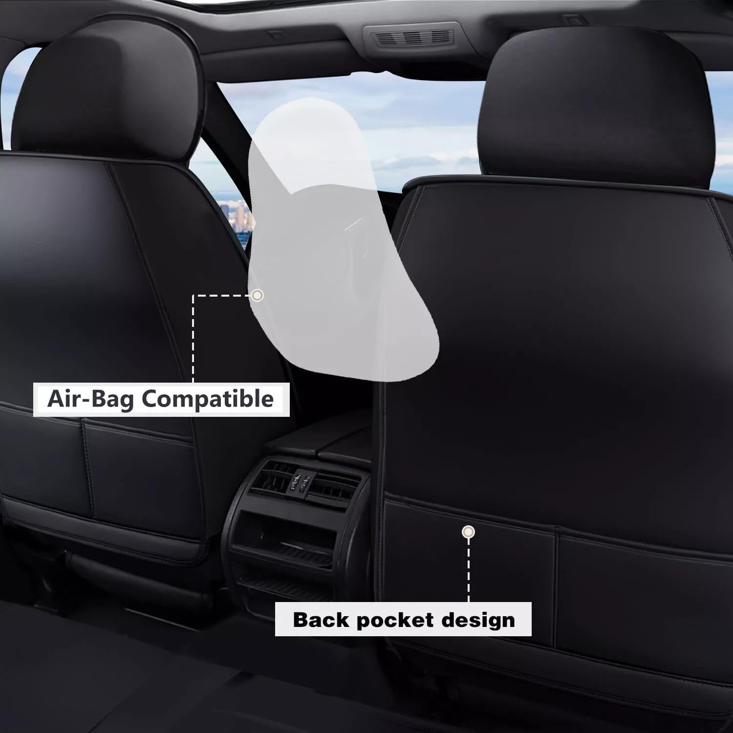 Auto Sitzbezüge Set Autositzbezüge für Hyundai Tucson 2015-2017 2018 2019 2020 2021 2022 2023 2024 2025, Vorne Und Hinten Leder Auto-Schonbezüge Wasserdicht Sitzschoner Zubehör,Coffee