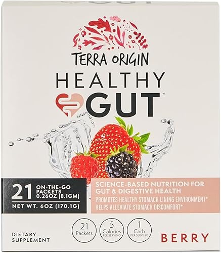 Terra Origin Baya intestinal saludable con L-glutamina zinc glucosamina corteza de olmo resbaladiza raíz de malvavisco y mucho más Apoya la