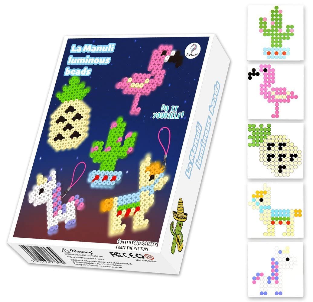 La Manuli Fuse Beads Kit Meadow Animals, Ironing Beads 5mm Midi DIY Keychains, Easy-to-Play Educational Set for Developing Fine Motor Skills for Girls and Boys 5+