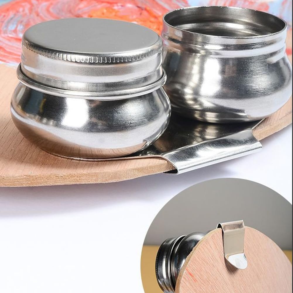 Seau De Lavage De Brosse en Acier Inoxydable, Nettoyage Pinceau Peinture Huile avec 2 Godets À Palette RéTractables Filtre Amovible pour Peinture à l'huile Aquarelle Gouache Et Acrylique