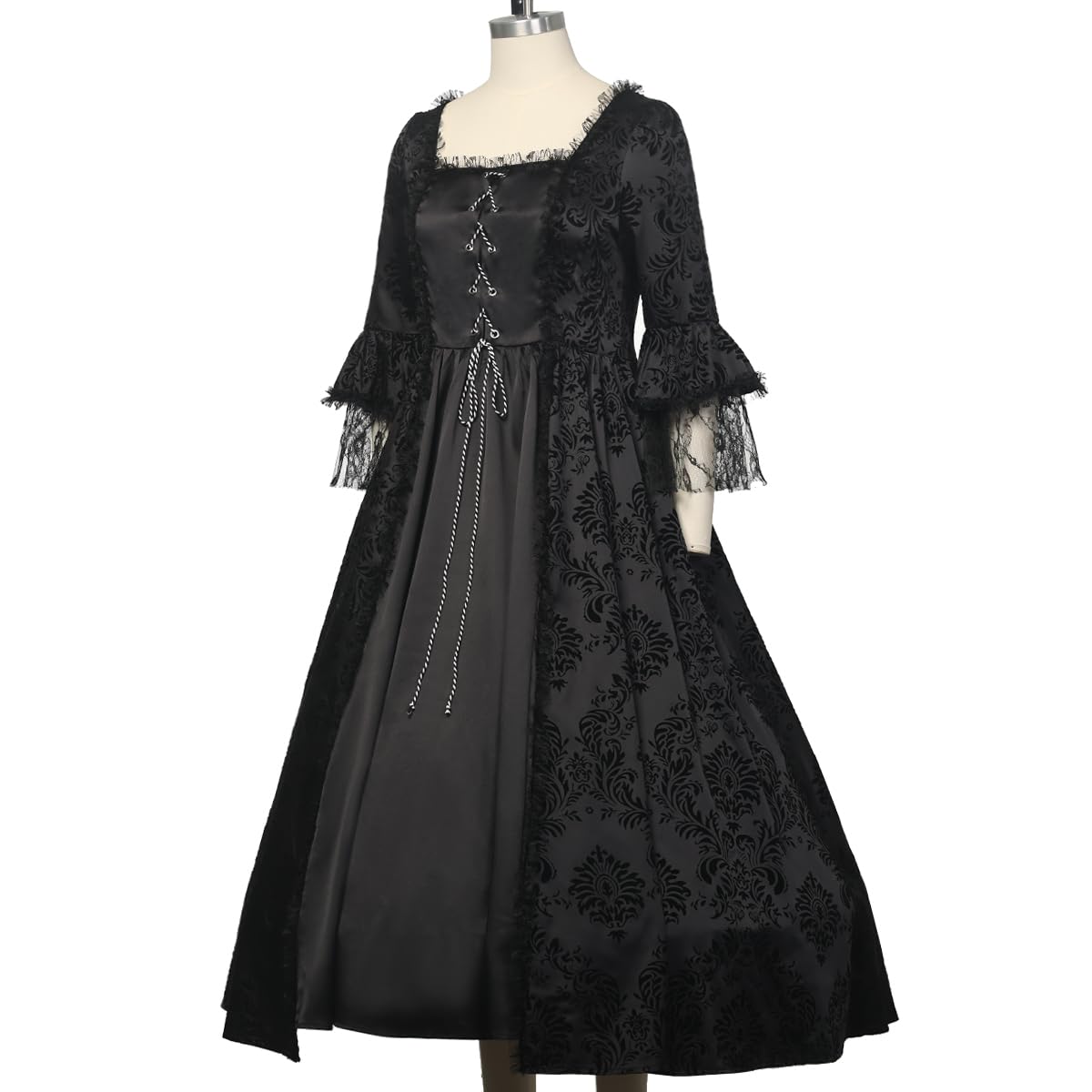CAMDOM Viktorianische Kleider für Frauen Vintage Court Maskerade Kleid Mittelalter Gothic Lolita Party Swinging Abendkleid mit Petticoat
