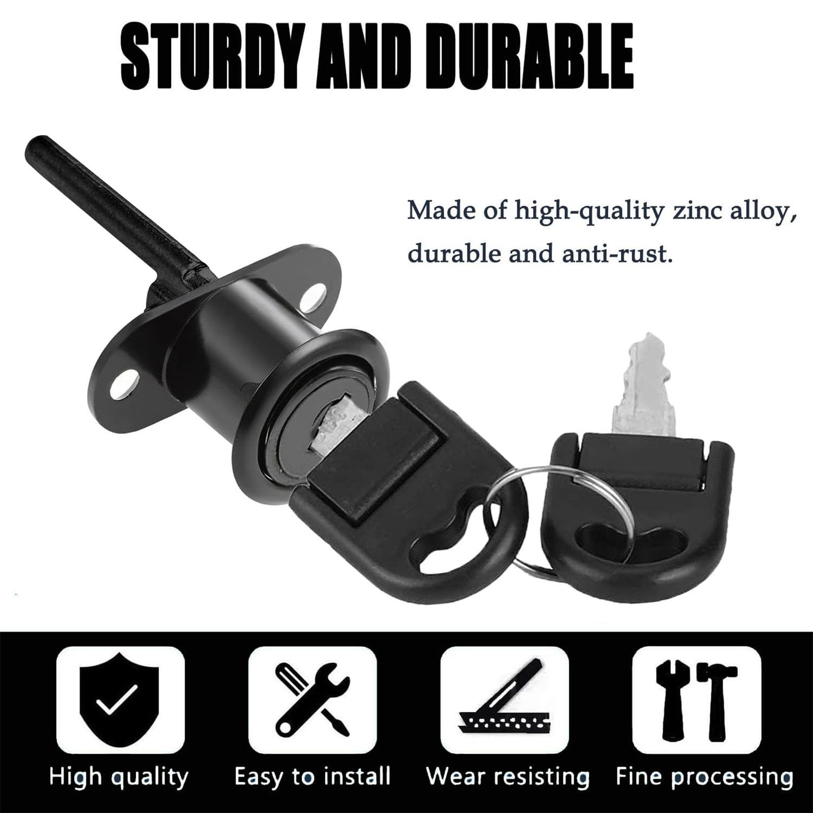 2 Piece Cabinet Plunger Lock Furniture Desk Drawer Plunger Locks Cupboard Cam Lock with Key for Filing Cabinets Wardrobe Display Cabinet Furniture - Image 4