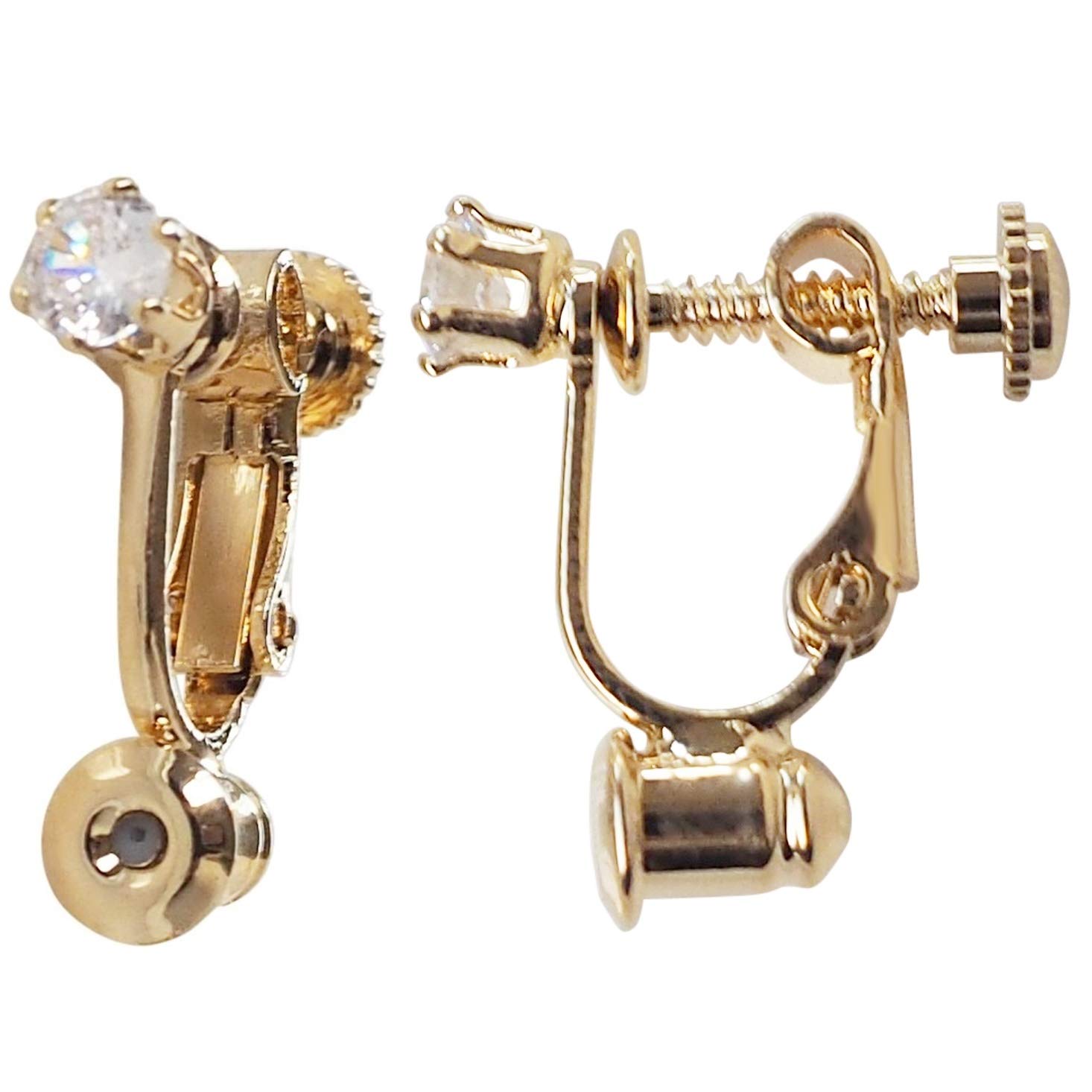 Clip On Earring Converters Gold Silver for Women, Pierced Earrings to Clip-on Non Pierced Crystal Rose Gold Crystal Comfortable Miyabi Grace