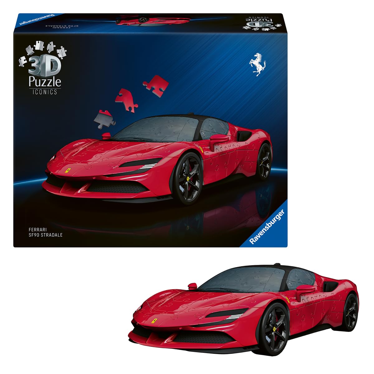 Ravensburger - Puzzle 3D Ferrari SF90 Stradale - Maquette de Voiture à Construire - Puzzle Voiture de Sport 3D sans Colle - 108 Pièces - Dès 8 Ans - 12008041