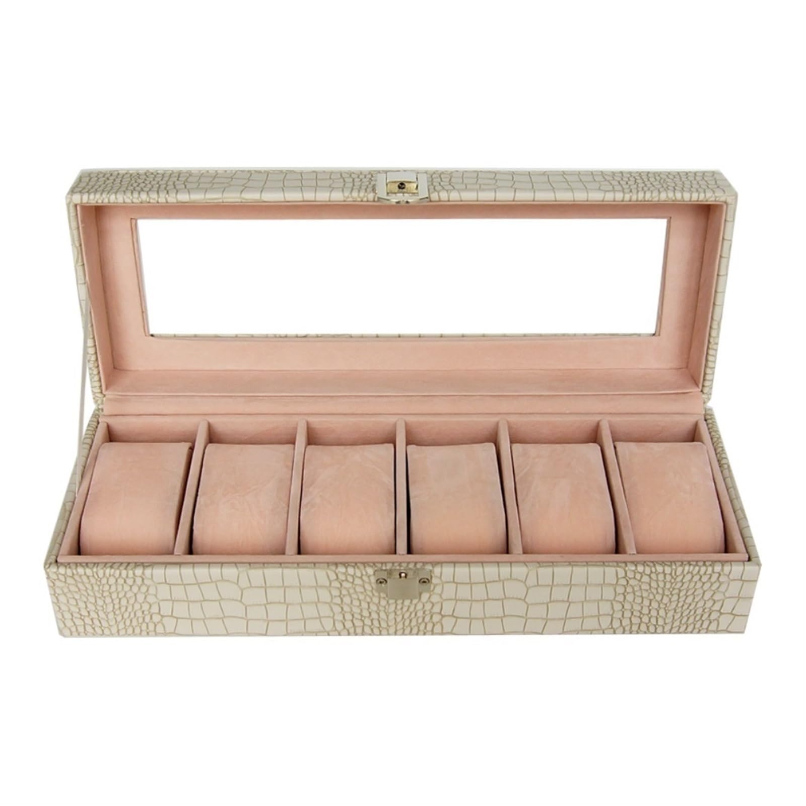 Uhrengehäuse, Uhrenbox, Aufbewahrungskoffer, Leder, Uhrendisplay, Organizer, 6 Fächer, mit Glasdeckel, abnehmbare Kissen, Uhrengehäuse, Uhrenbox interesting