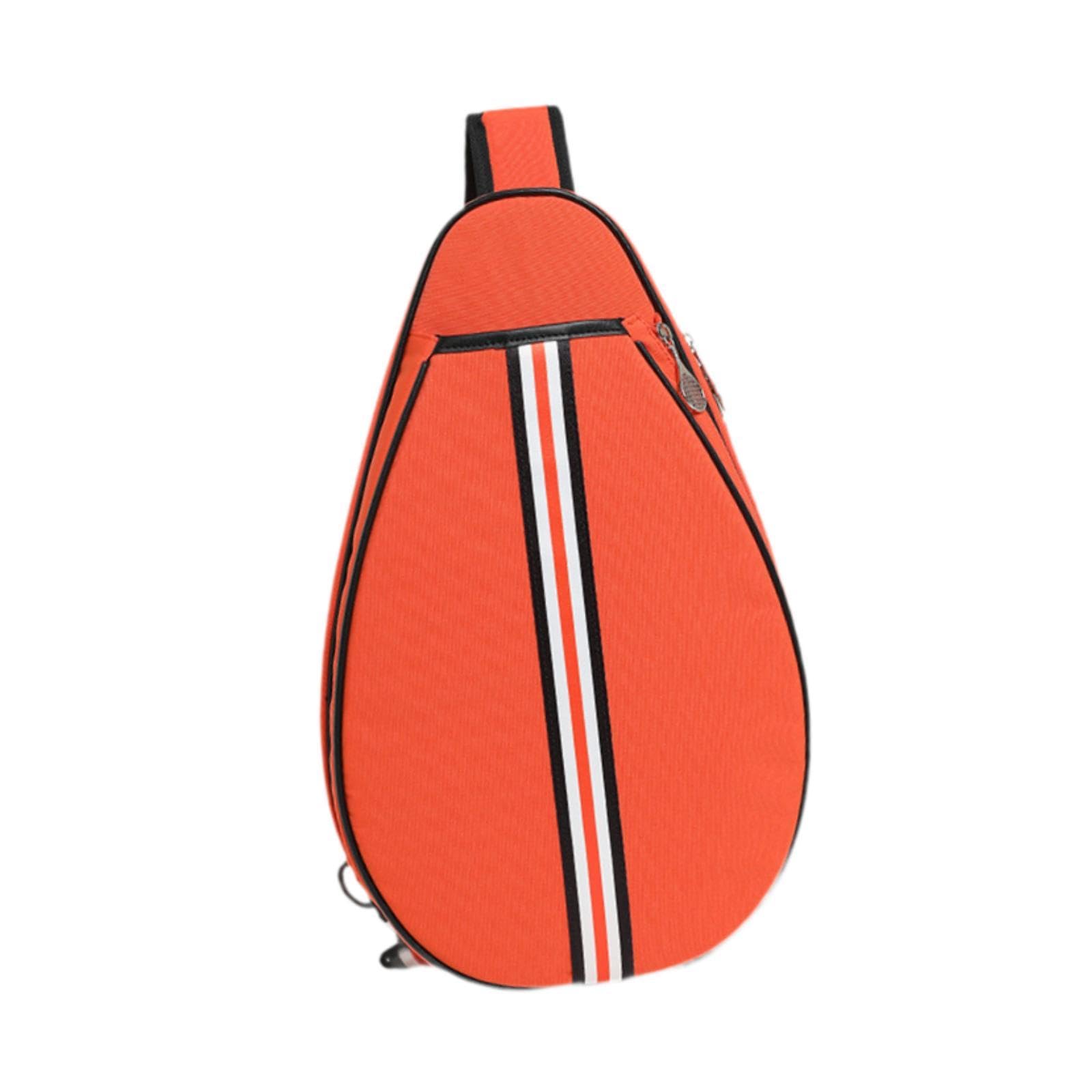 Tennis Racket Sling Bag Single Shoulder Badminton Racquet Bag Orange | Oxford Cloth Polyester, 30x7x48 cm Capacity, Vintage Zipper Detail, Multi-Sport Use, Flexible Lock Strap-image-11