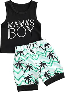 Marendyee Baby,Clothing,Baby Boys 0-24m,Outfits & Clothing Sets Marendyee Toddler Baby Boy Clothes Mamas Boy Vest Top Coconut Tree Shorts Hawaii Beach Outfits for Boys