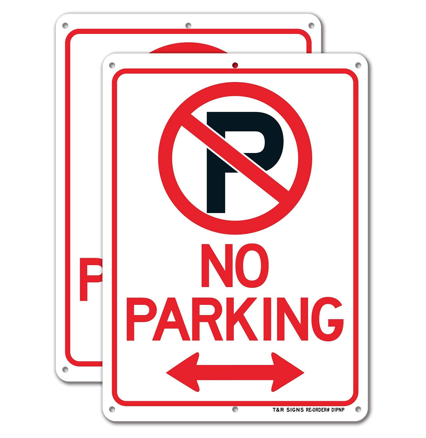 T&R SYOMEO No Parking Sign with Symbol Sign, 2 Pack, 10" x 7" Rust Free .040 Aluminum, UV Protected, Waterproof, Weatherproof and Fade Resistant, 6 Pre-drilled Holes