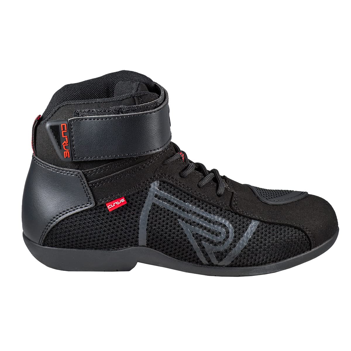 CURVE Botas moto Rubi Vented Negro/Gris, Microfibra, Protección tobillo y talón, Cierre cordones, Suela antideslizante, Adultos, Hombre y mujer, CE