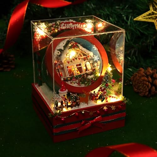 Miniatura 3 de Kit de casa de muñecas en miniatura para bricolaje, caja de jardín, casa de muñecas de Navidad, habitación creativa con muebles, rompecabezas