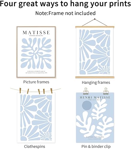 Miniatura 7 de Henri Matisse - Juego de 3 impresiones artísticas de pared abstractas azules de Matisse, decoración de pared, arte de pared estético, arte de pared