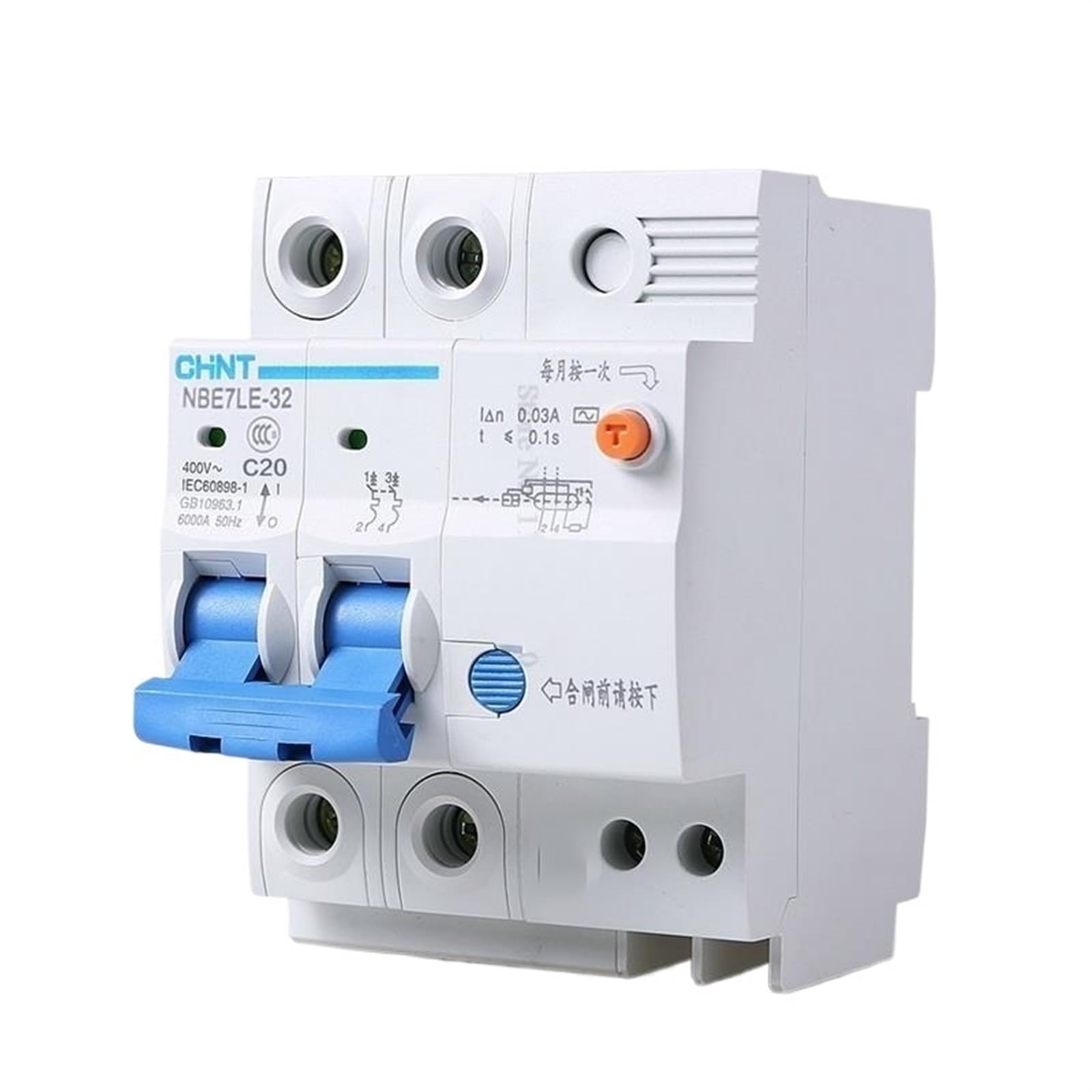 YFHGULBTK Leakage Circuit Breaker Household with Electric Protection NBE7LE 2P 16A 20A 25A 32A 40A 63A(32a)