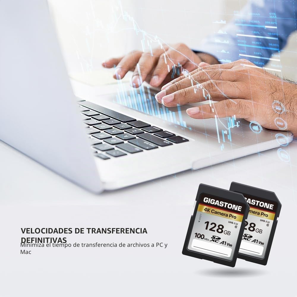 Gigastone - Tarjeta de Memoria SDXC de 128 GB, 4K Cámara Pro Serie. Compatible con cámara Canon Nikon Sony Videocámara, A1 V30 UHS-I Clase 10 para 4K UHD
