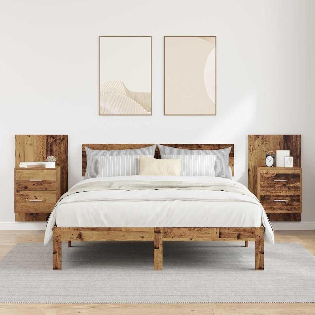 Montowany na ścianie stolik nocny z materiału drewnopochodnego z szufladą i półką, 48,5 x 32,5 x 80 cm, zajmujący niewiele miejsca design do sypialni, rustykalny styl, odporny na zarysowania i