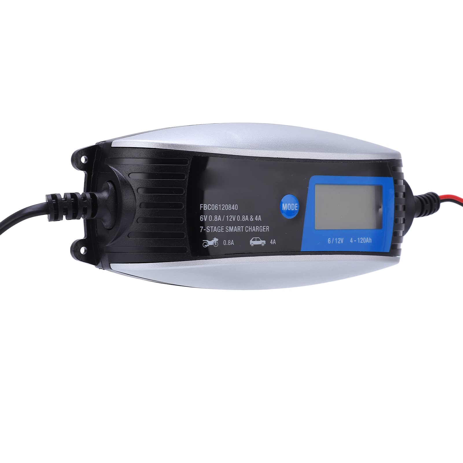 ViaGasaFamido 12 V 0,8A und 4A, 6 V 0,8A Auto -Batterieladegerät, Intelligent mit LCD -Display, Automatischer Batteriewächter, Rückwärts (EU-Stecker)