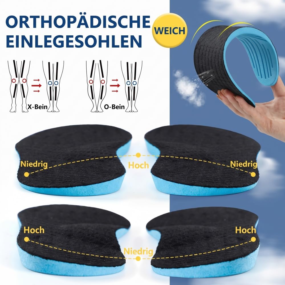 XINIFOOT Orthopädische Einlegesohlen zur Haltungskorrektur und Fußausrichtung, Plantarfasziitis, Pronation, Plattfüße, Fußgewölbeunterstützung, Supinationsentlastung
