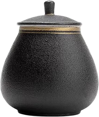 Miniatura 1 de CAGFINY Recipiente de té de cerámica estilo japonés para té, café, azúcar, tarros de cerámica tradicional para cocina, negro y dorado