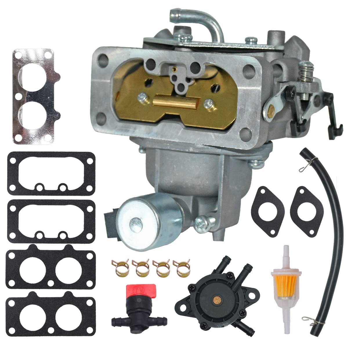 15004-0939 Carburetor Kit Fits for Kawasaki 15004-0939 15004-7045 15004-0867 15004-7027 15004-0758 Compatible with Kawasaki FH680V FH721V FX751V FH601 FH641V FH661V FX801V FX850V 4 Cycle Engine