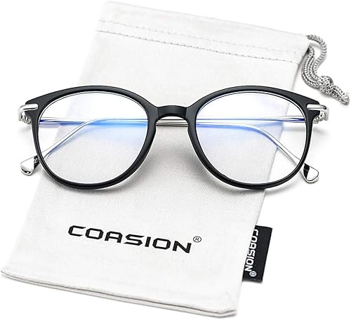 Miniatura 2 de COASION Lentes de bloqueo de luz azul para mujer, estilo vintage, redondas, antirrayos azules, lentes para juegos de computadora