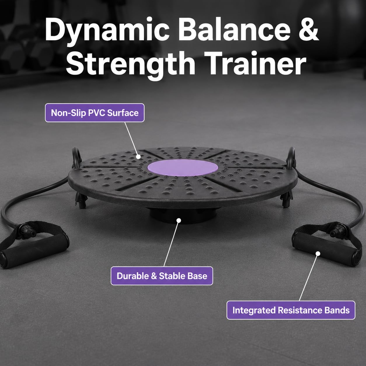 Balance Board Allenamento Pedana Equilibrio Tavola Stabilità con Maniglie Rivestimento Antiscivolo in Polipropilene per Controllo Del Corpo Adatto per Uso Domestico Allenamenti in Palestra