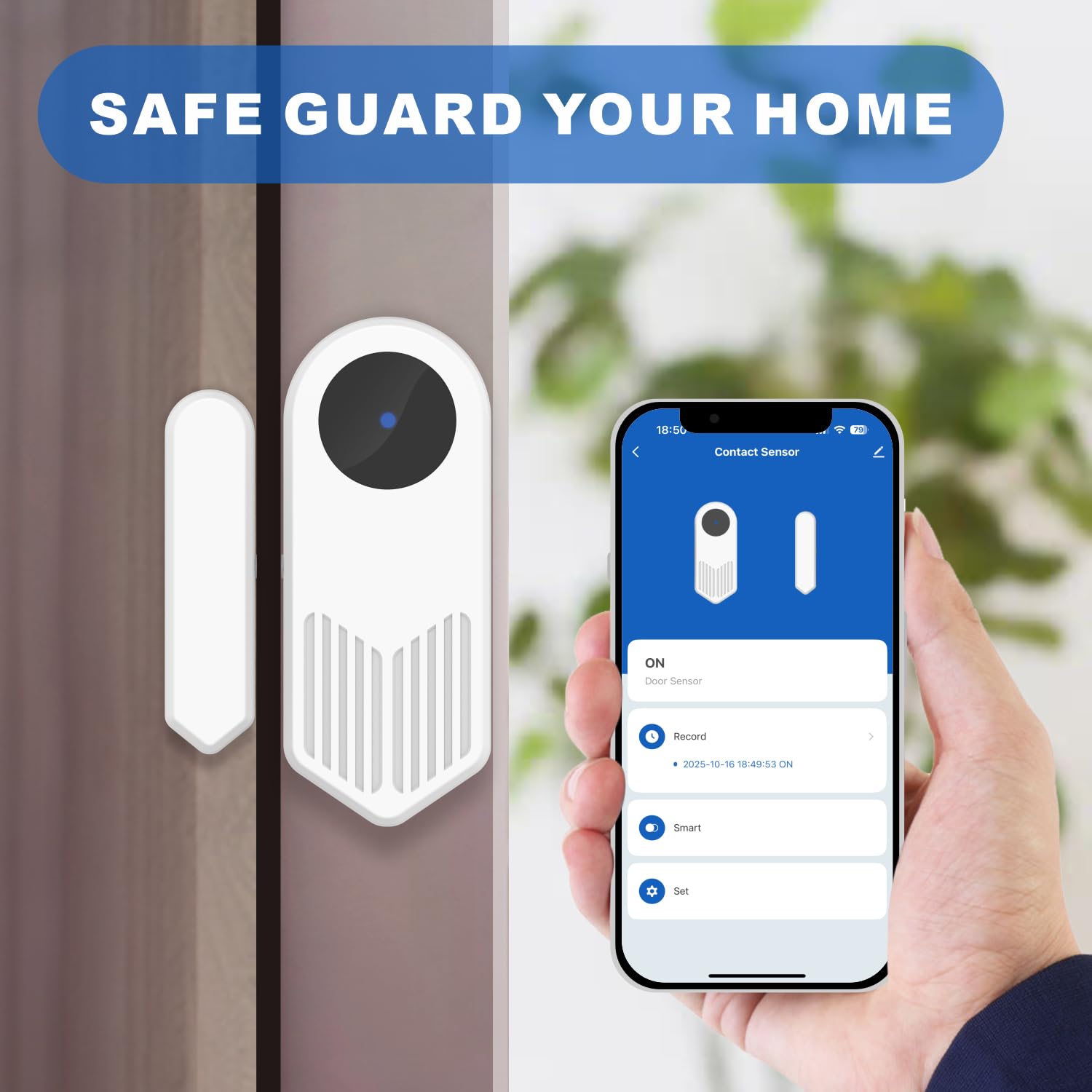 UHPPOTE czujnik kontaktowy drzwi Otwórz detektor okna 2,4 GHz WiFi bezprzewodowy z powiadomieniem o aplikacji Tuya Phone - Nie wymagany hub - kompatybilny z asystentem Alexa Google (opakowanie 2)