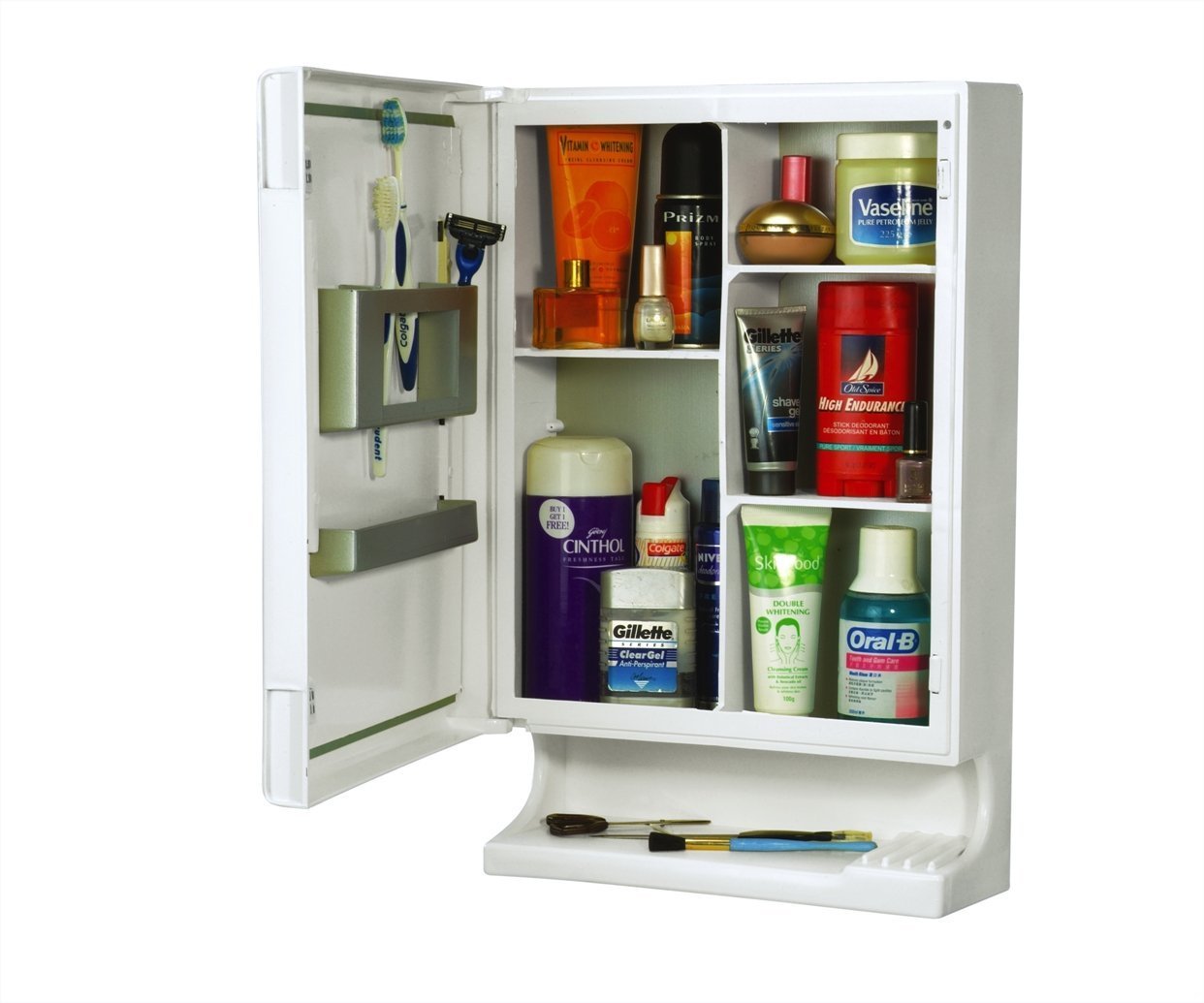 ZOSHOMI wall Mount Storage Cabinet with Mirror and Shelf -New Look Bathroom Mirror Cabinet |Bathroom Corner Cabinet with Storage