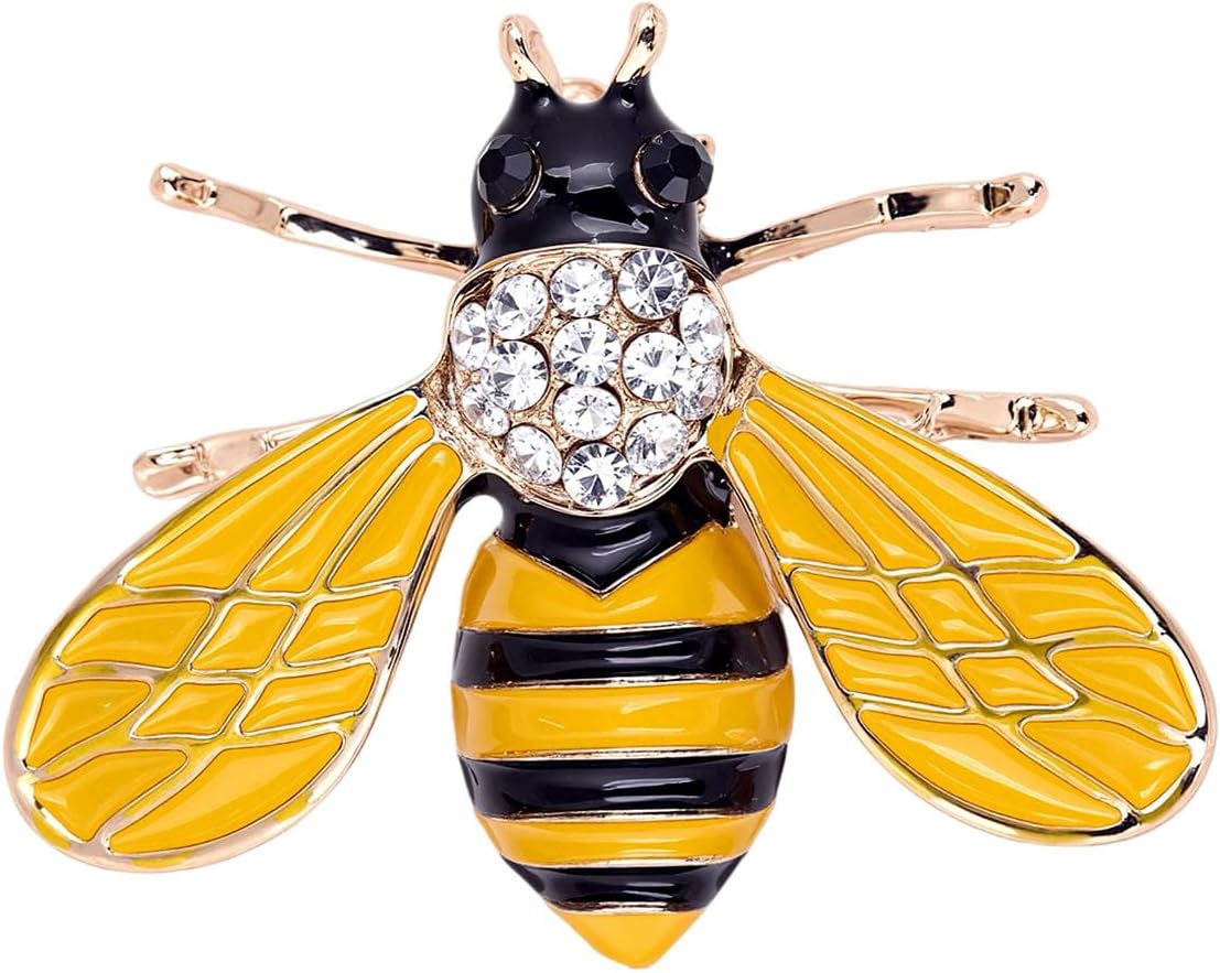 Rhinestone Bee Brooch for Women Cute Sparkling Crystal Bee Lapel Pin Party Jewelry for Blouse,Jacket, Scarf, Hat