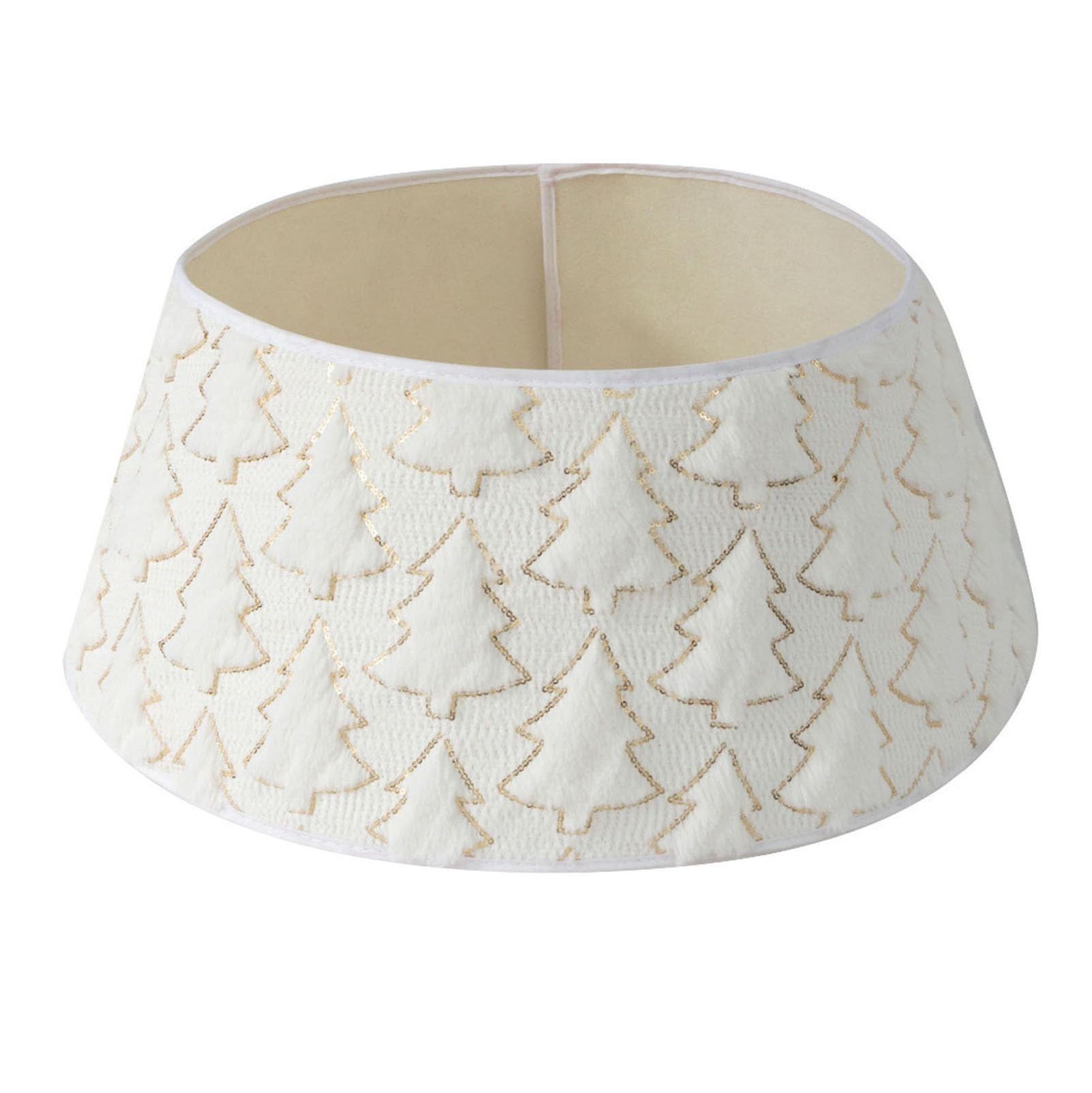 Col de sapin de Noël - Couverture ronde pour sapin de Noël - Couverture en peluche - Pour Noël, fête, vacances d'hiver - Blanc