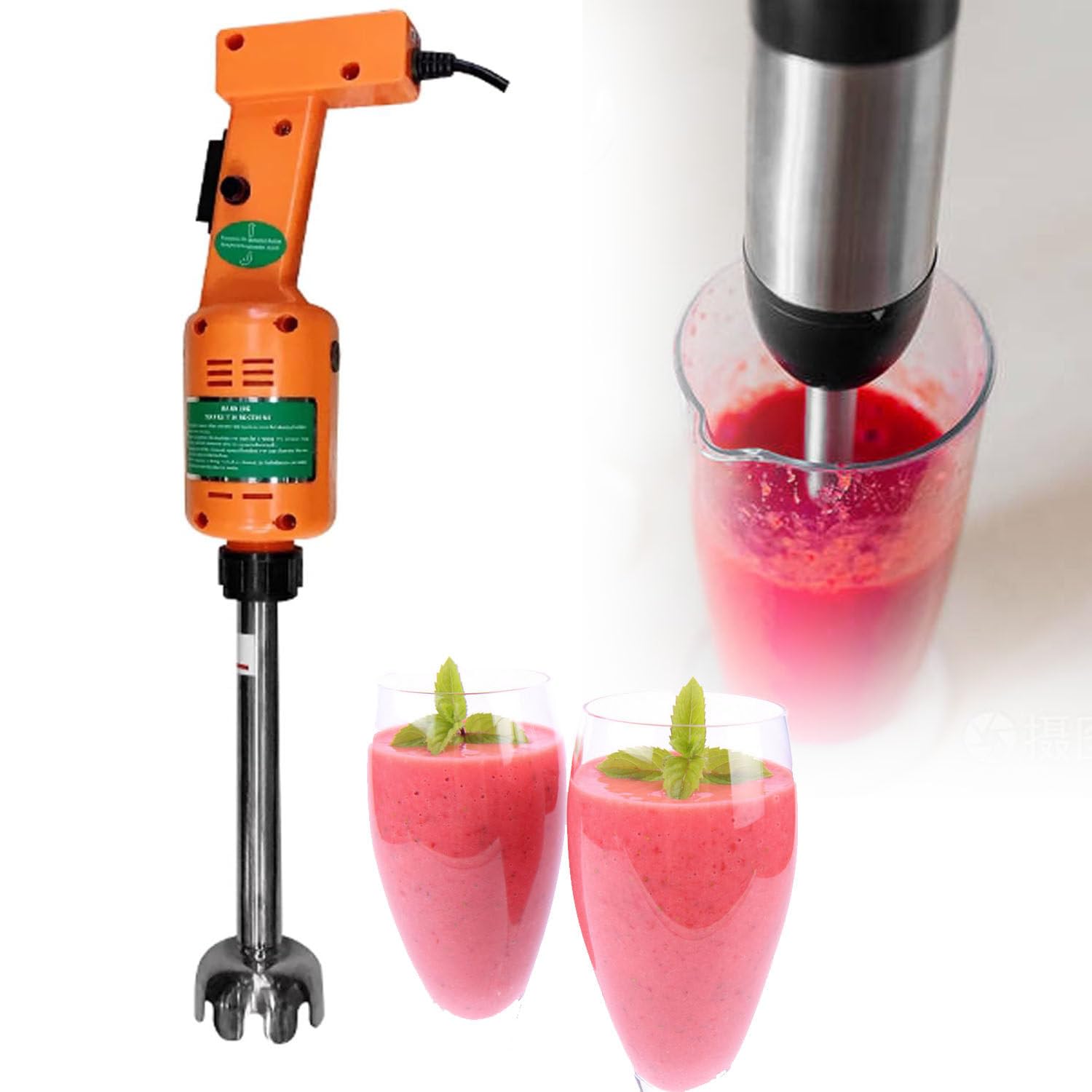 Frullatore a Immersione Commerciale, Sbattitore a Mano per Impieghi Gravosi da 500 W, 12.000 Giri/Min, Manico Staccabile, Impugnatura Ergonomica, per Zuppe, Salse, Purè di Patate, Panna,300mm
