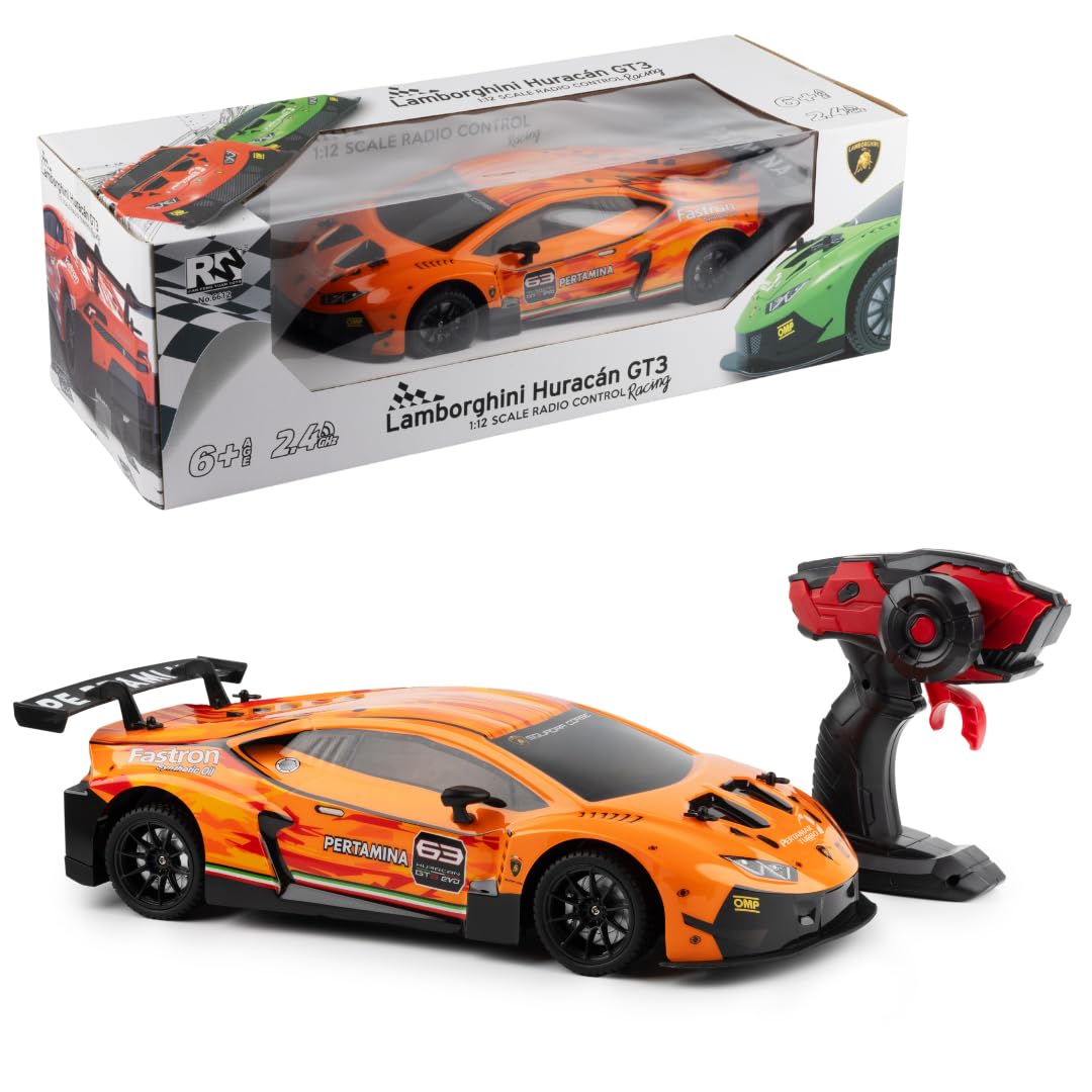 RC Drift Car Lamborghini Huracán GT3-2.4GHz Remote Control Car for Kids & Adults - 10km/h Speed - Kids Ages 6+ - Battery Operated - Scale 1:24 - Orange